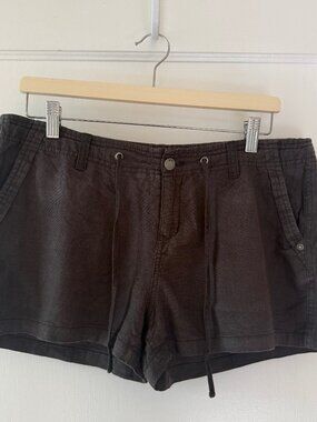 Gap Womens Linen Blend Shorts 8 charcoal gray/washed black